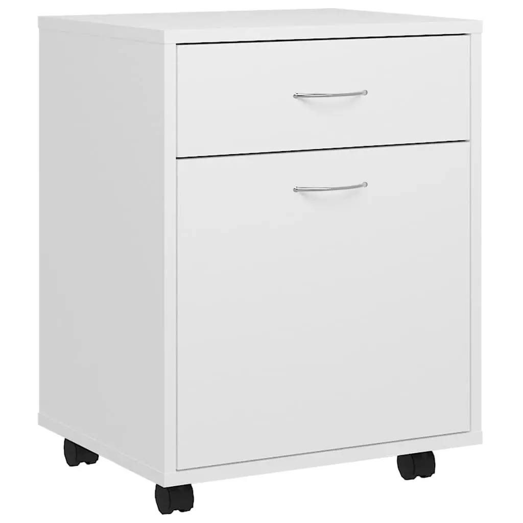 Mobile Storage Cabinet White with 1 Door and 1 Drawer for Organized Storage