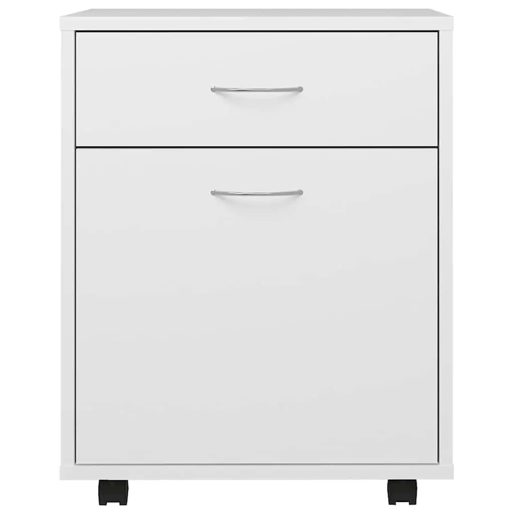 Mobile Storage Cabinet White with 1 Door and 1 Drawer for Organized Storage
