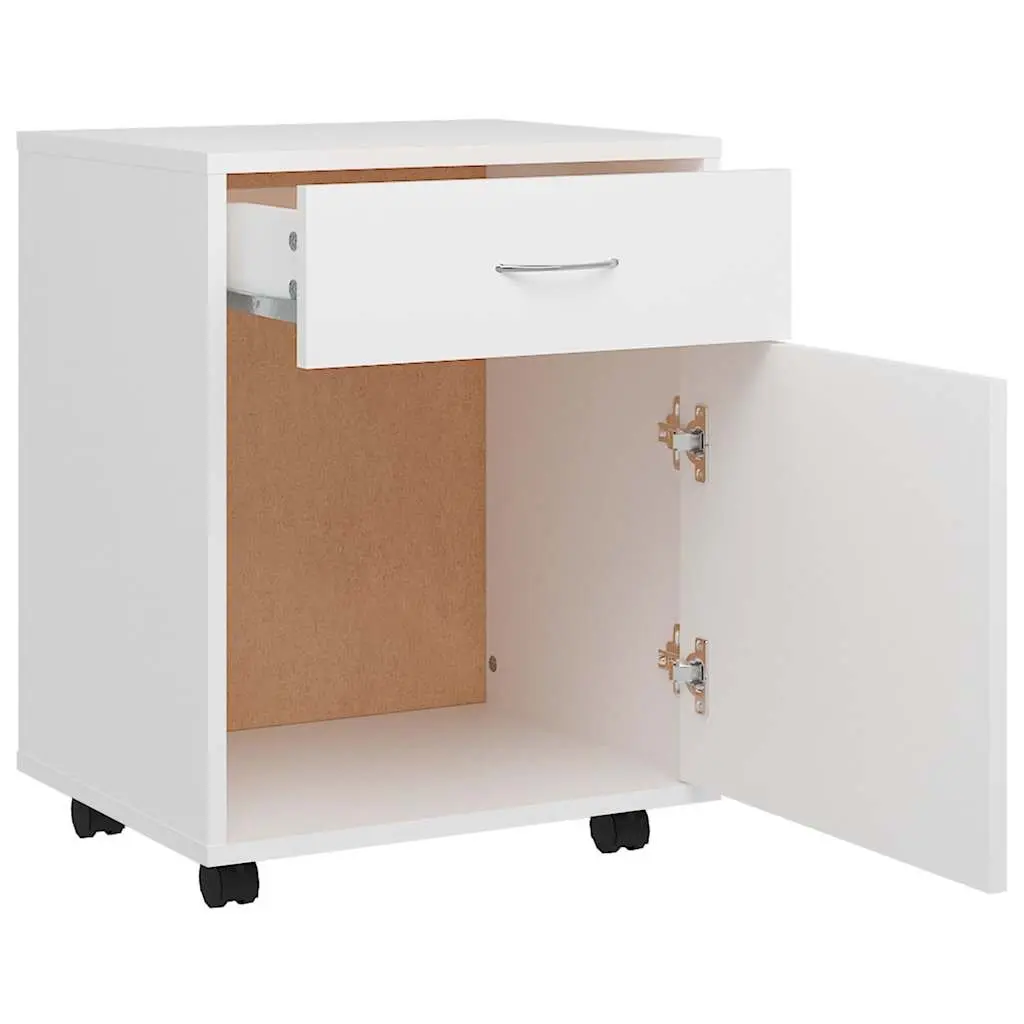 Mobile Storage Cabinet White with 1 Door and 1 Drawer for Organized Storage