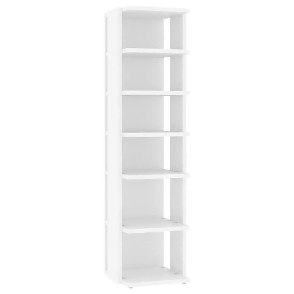 Shoe Cabinet Storage Organiser 27.5x27x102cm White 6 Shelves Narrow Corner