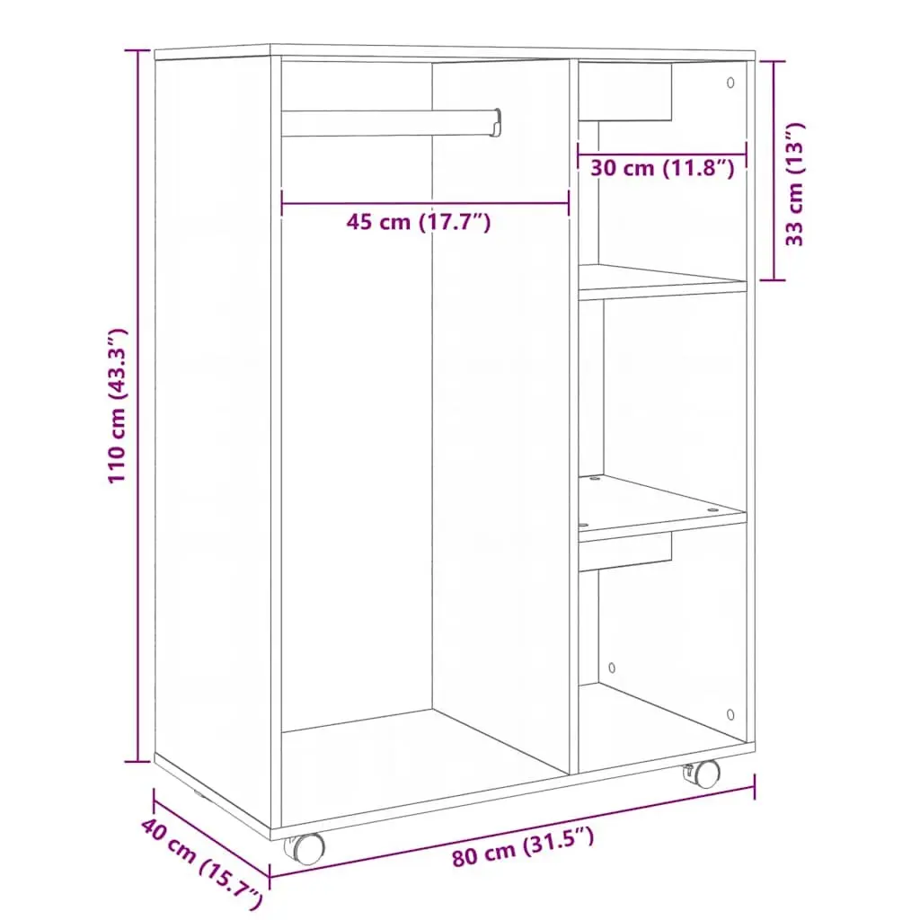 White Wardrobe Cabinet Storage Cupboard Bedroom Furniture 80W x 40D x 110H cm
