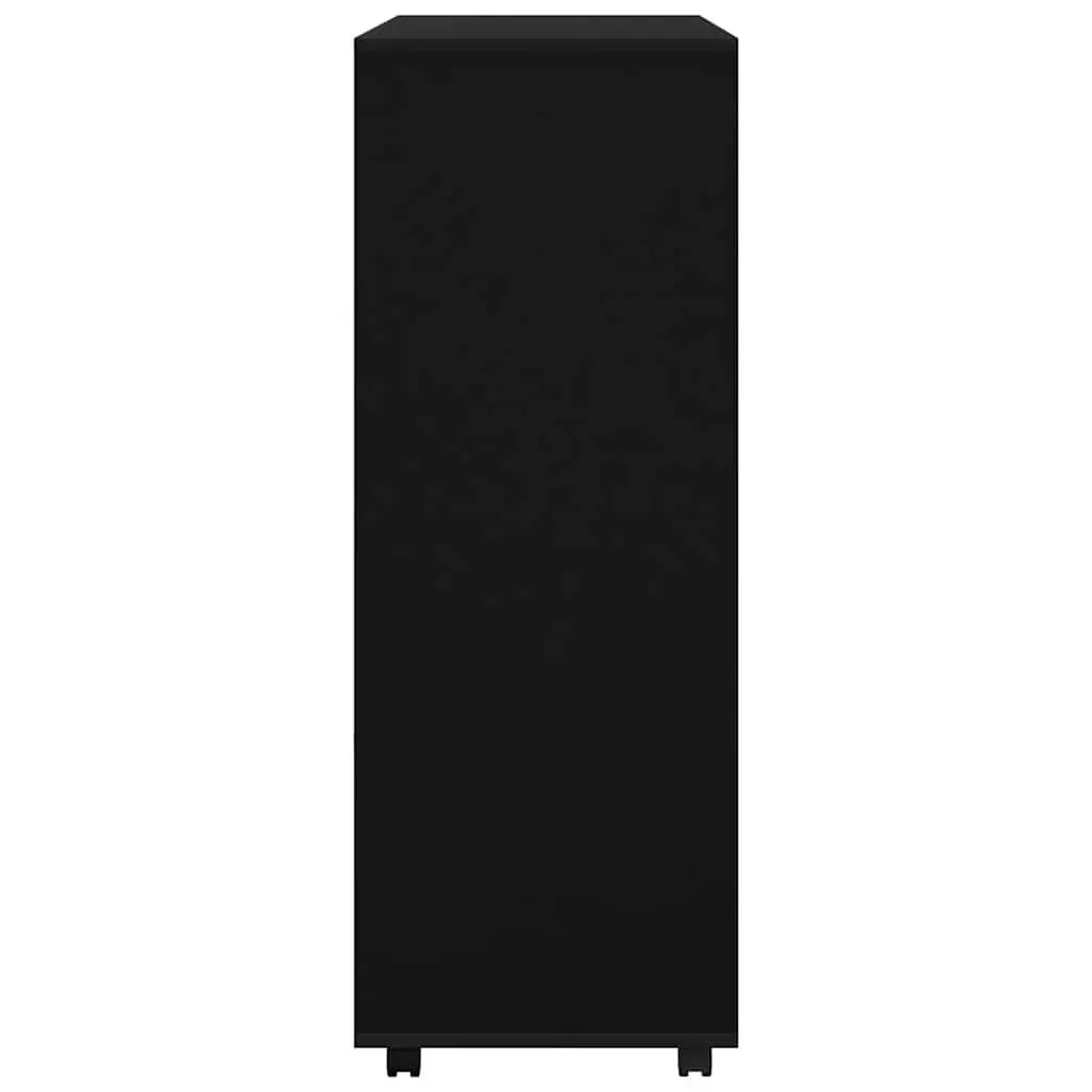 Wardrobe Cabinet Black Engineered Wood Storage Cupboard Open Compartment 3 Tier Shelves