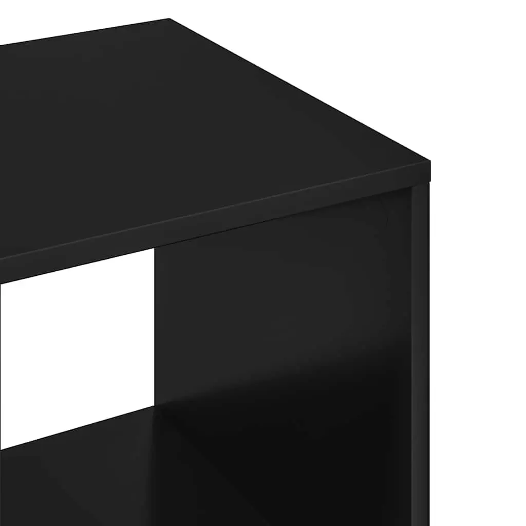 Wardrobe Cabinet Black Engineered Wood Storage Cupboard Open Compartment 3 Tier Shelves