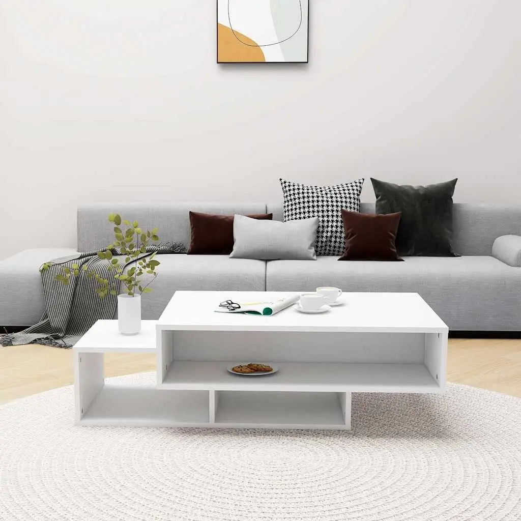 Coffee Table Storage Compartments Living Room 105 x 55 x 32 cm White