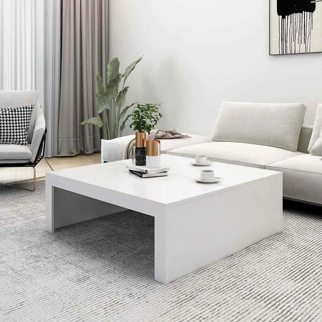 Coffee Table Modern Accent Furniture Living Room 100 x 100 x 35 cm White