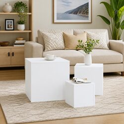 Practical 3-Piece White Accent Table Set for Your Home