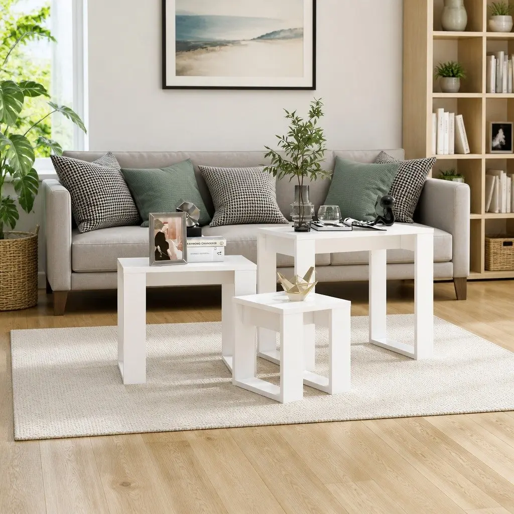 White Nesting Tables for Home Organization