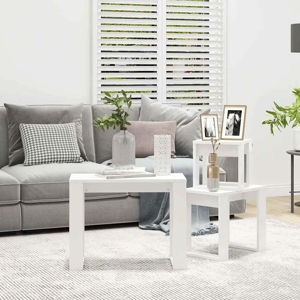 White Nesting Tables for Home Organization