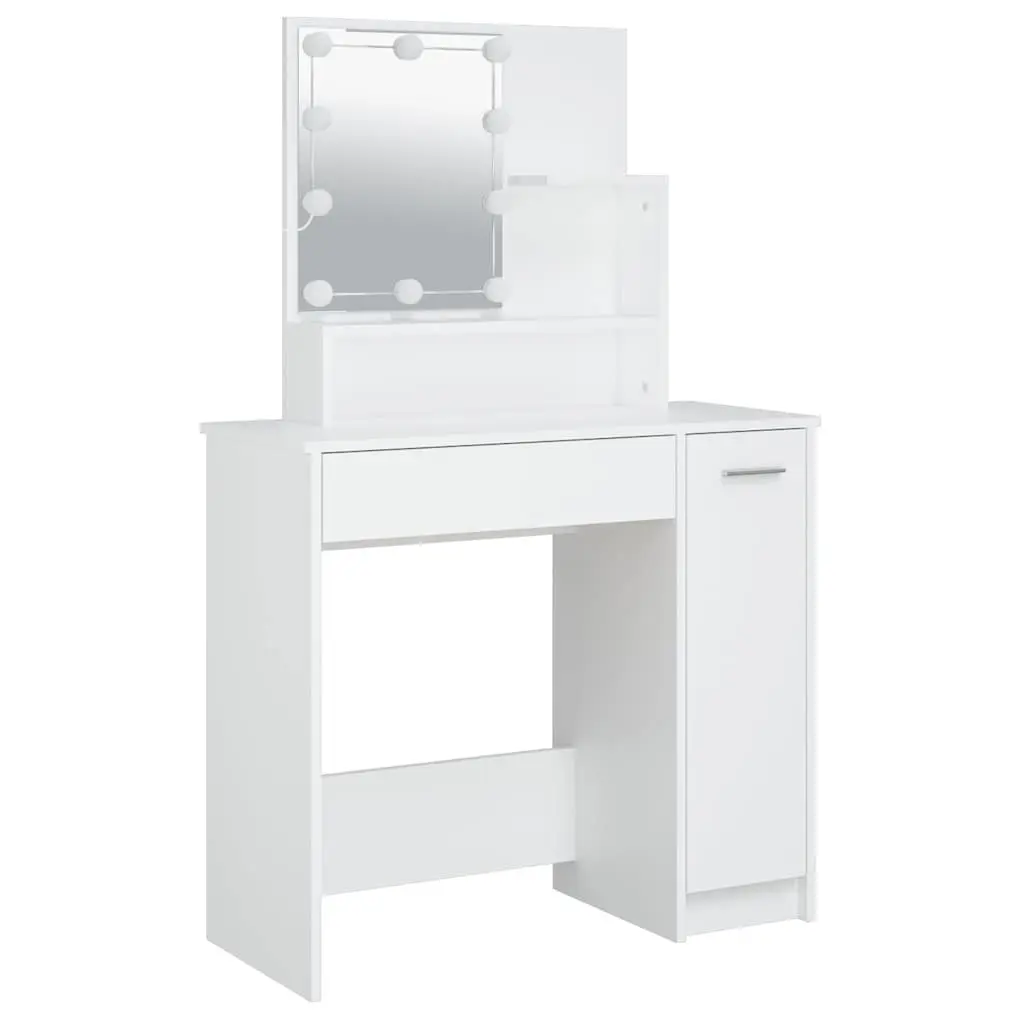 Dressing Table LED Mirror Makeup Vanity Desk 86.5 x 35 x 136 cm White