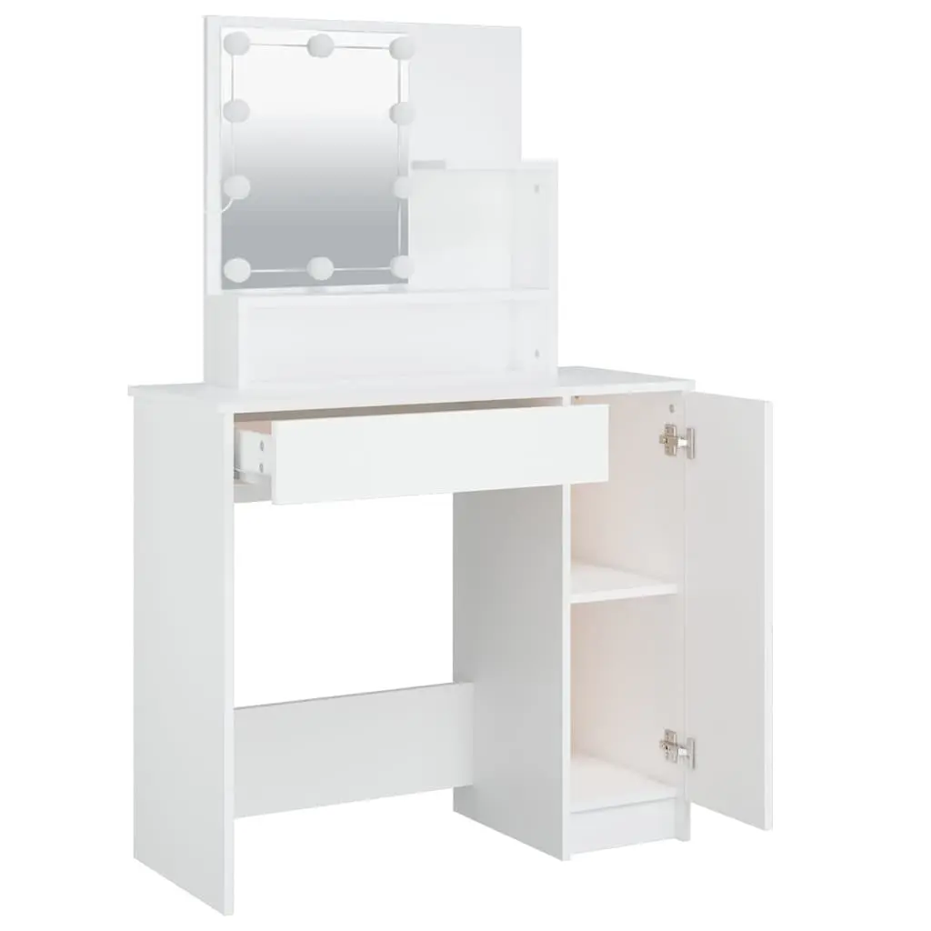 Dressing Table LED Mirror Makeup Vanity Desk 86.5 x 35 x 136 cm White