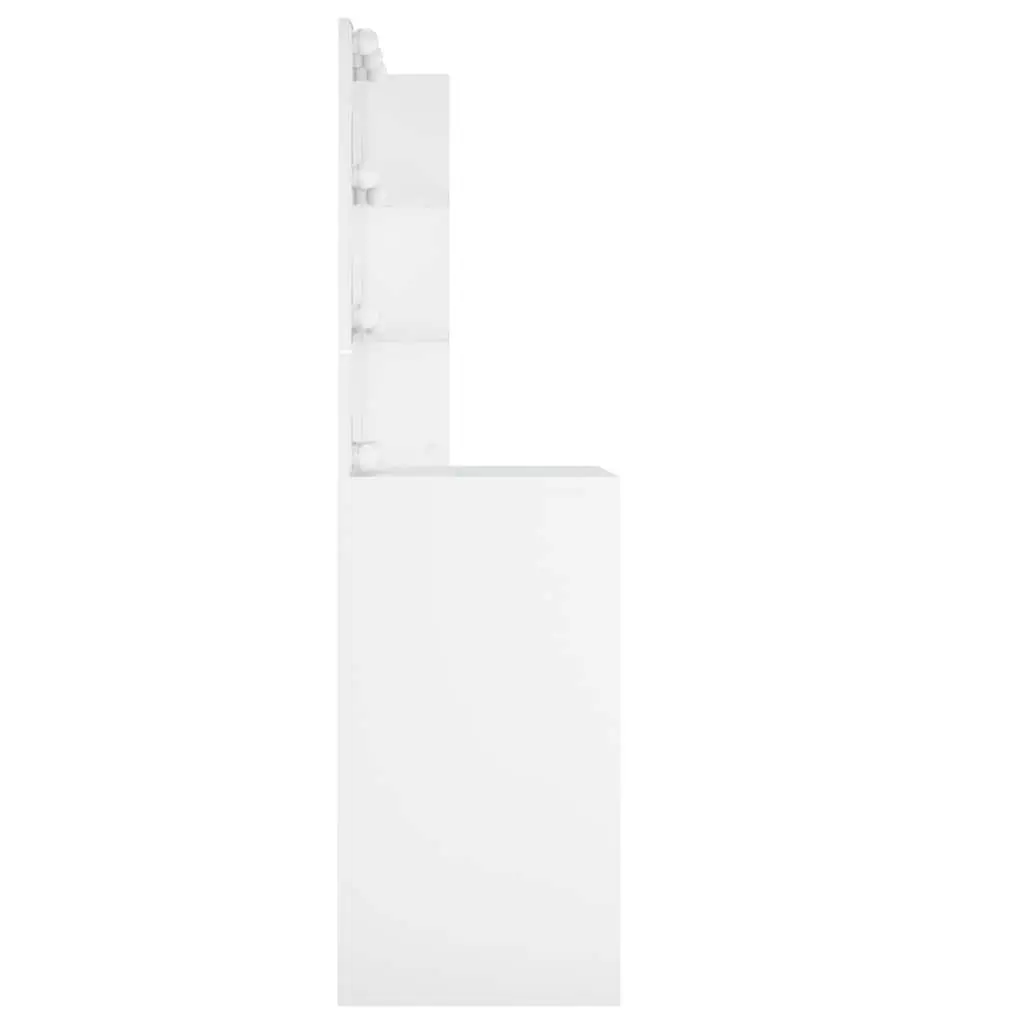 White Dressing Table with LED Mirror Lights Makeup Vanity Desk Bedroom Storage