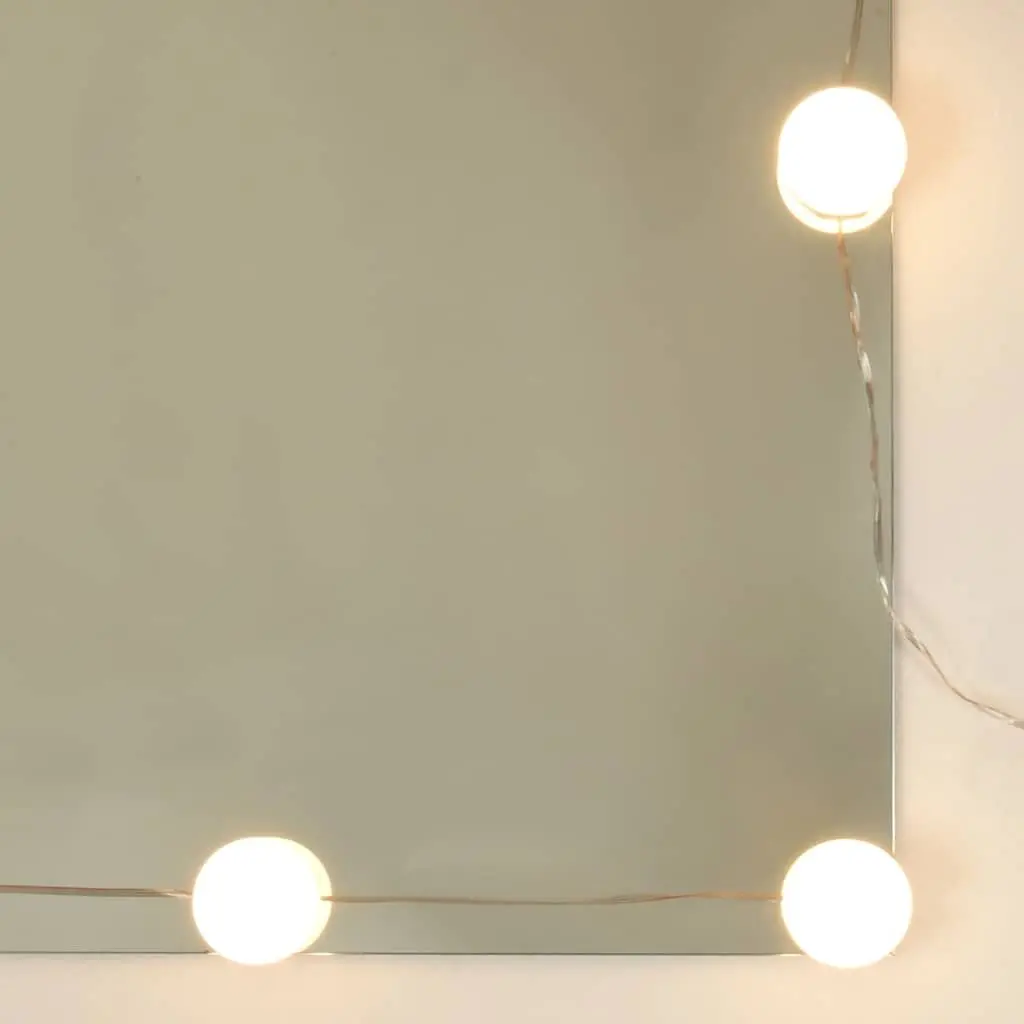 White Dressing Table with LED Mirror Lights Makeup Vanity Desk Bedroom Storage