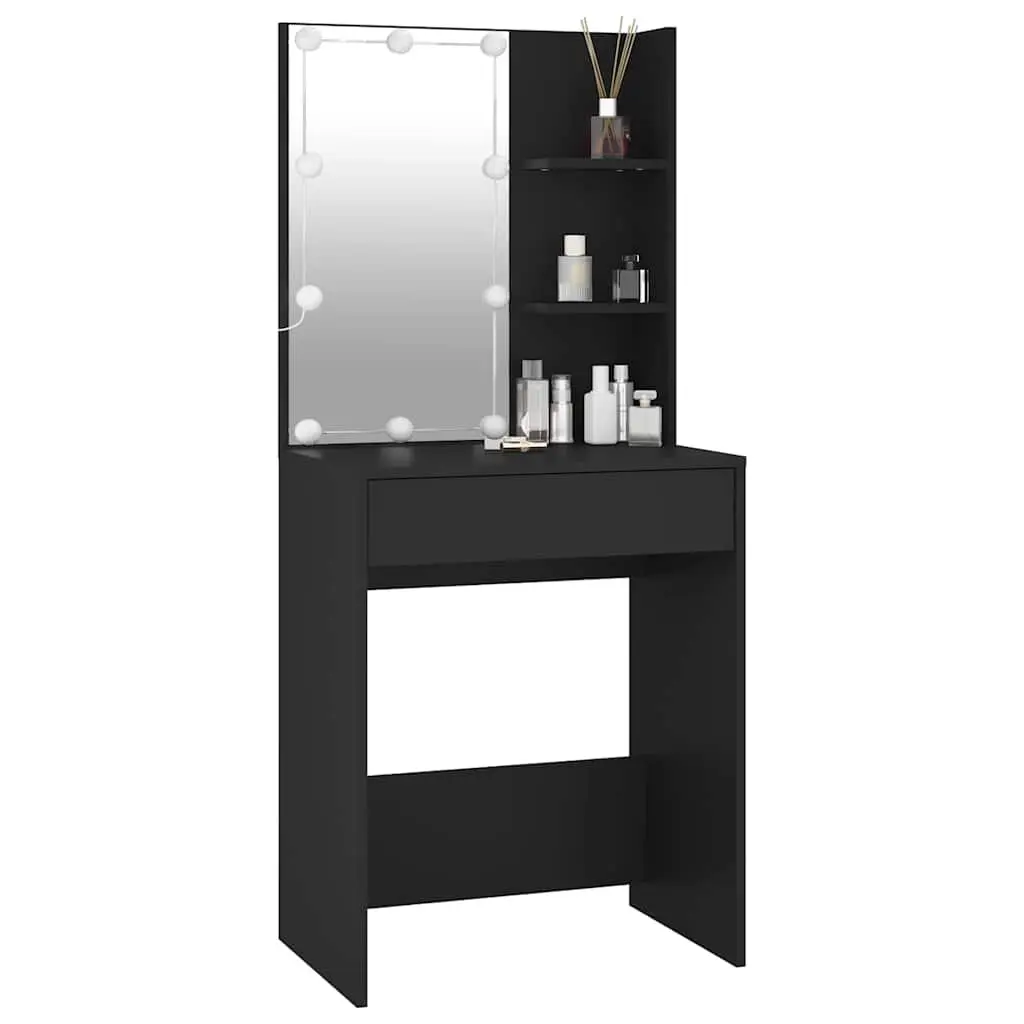 Black Dressing Table with LED Lights