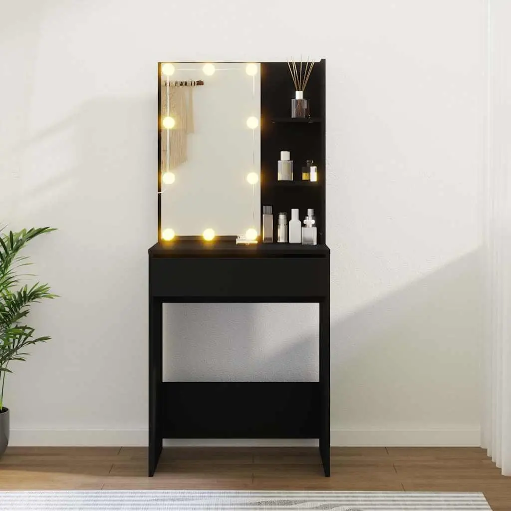 Black Dressing Table with LED Lights