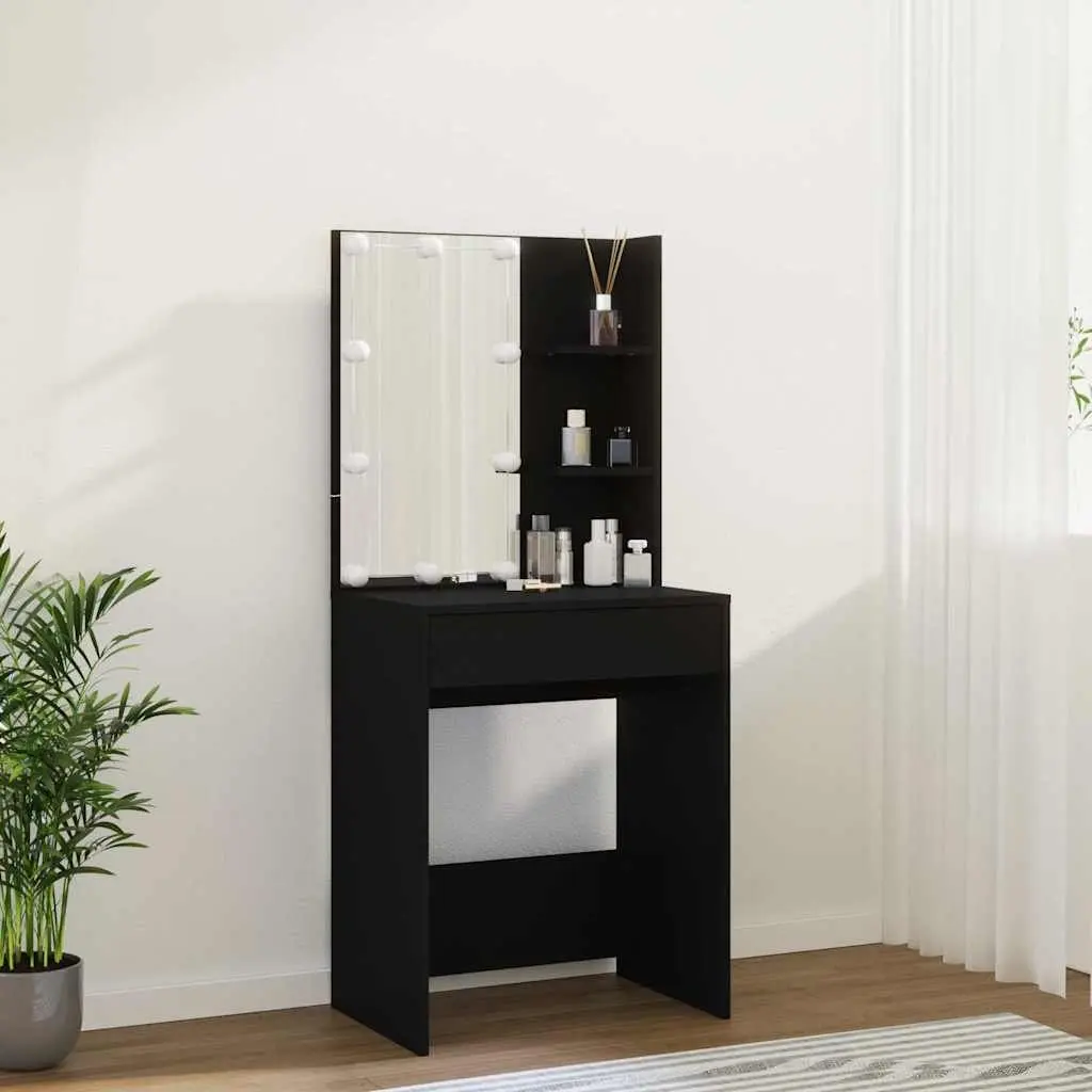 Black Dressing Table with LED Lights