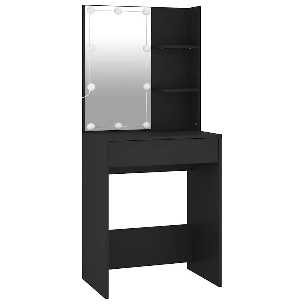 Black Dressing Table with LED Lights