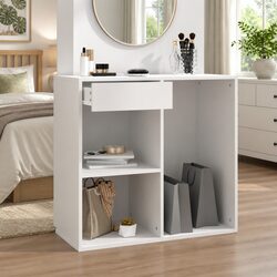 Reliable and Spacious White Cosmetic Cabinet