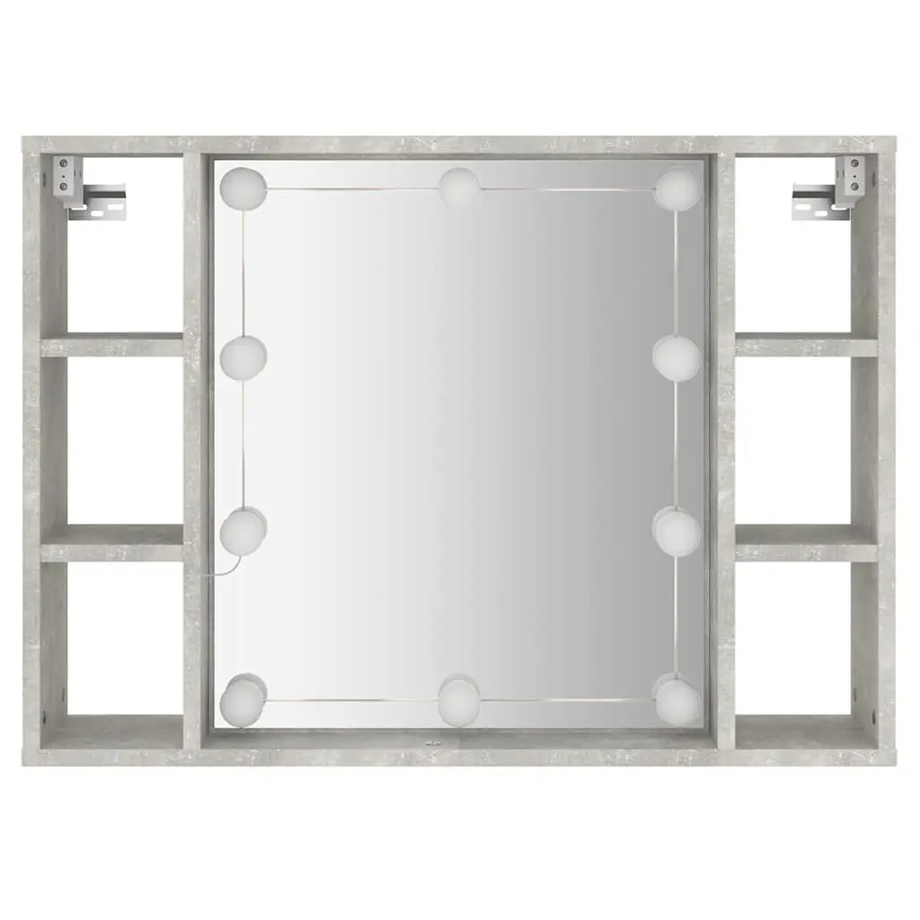 Mirror Cabinet with LED Lights Wall-Mounted Bathroom Storage Grey 76x15x55cm