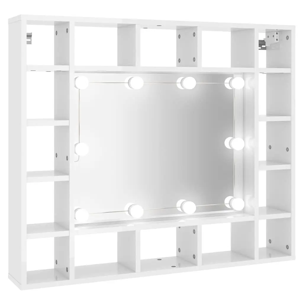 Bathroom Cabinet LED Mirror Storage Wall-Mounted 91x15x76.5cm White