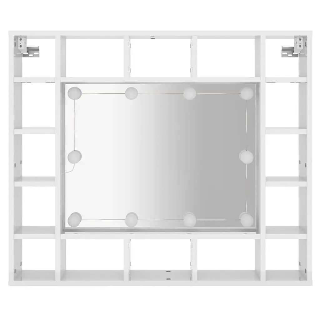 Bathroom Cabinet LED Mirror Storage Wall-Mounted 91x15x76.5cm White