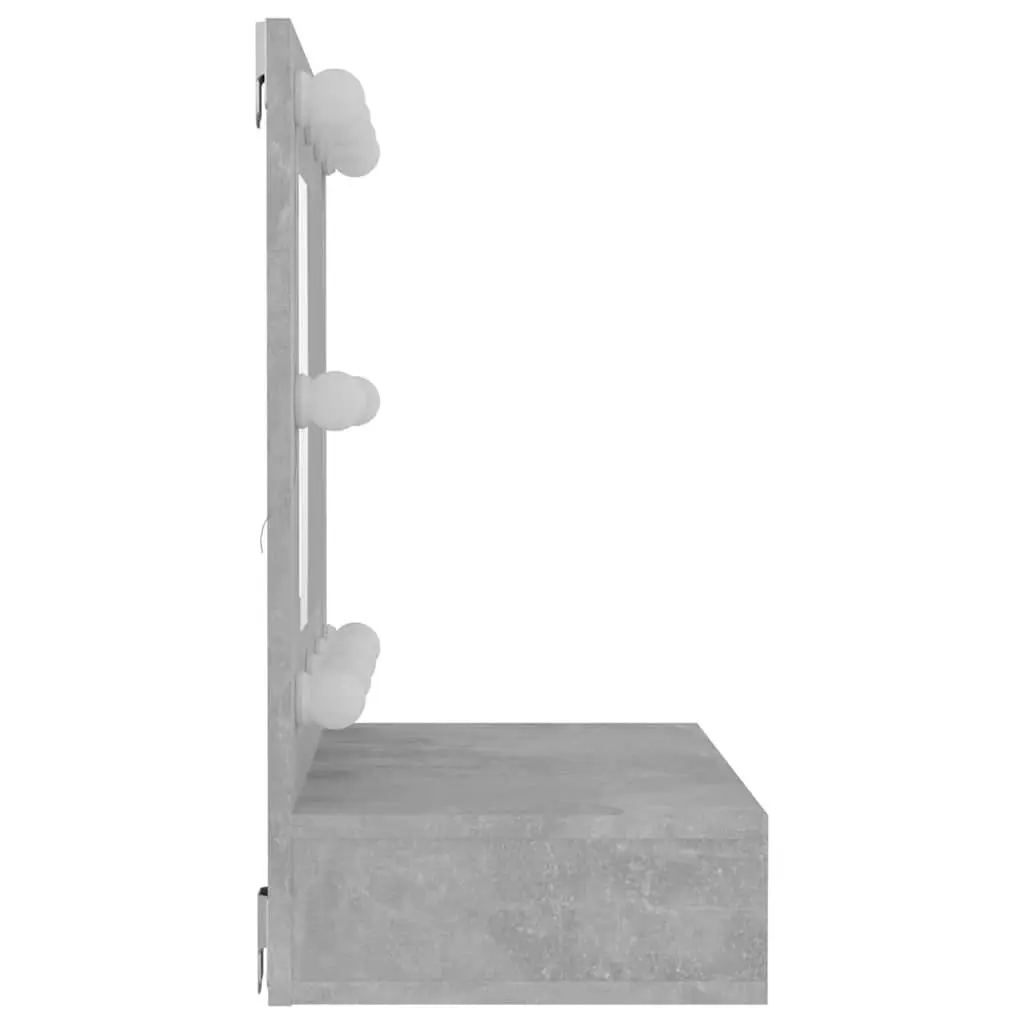 Bathroom Cabinet Mirror Unit LED Grey Wall Mounted Storage Shelves 60x31.5x62 cm