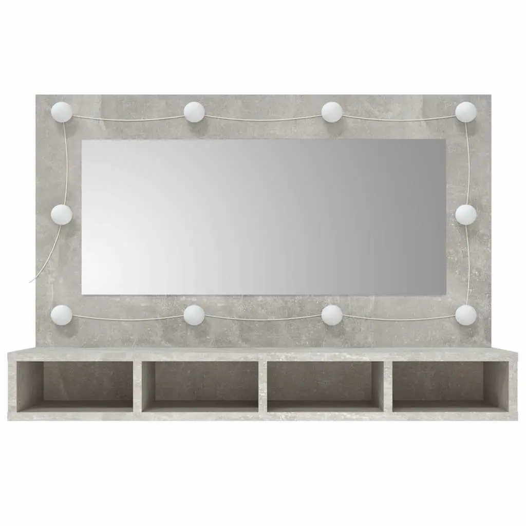Bathroom Cabinet LED Mirror Storage 90x31.5x62 cm Concrete Grey