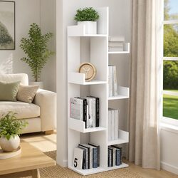 Reliable White 8-Compartment Bookshelf for Organization