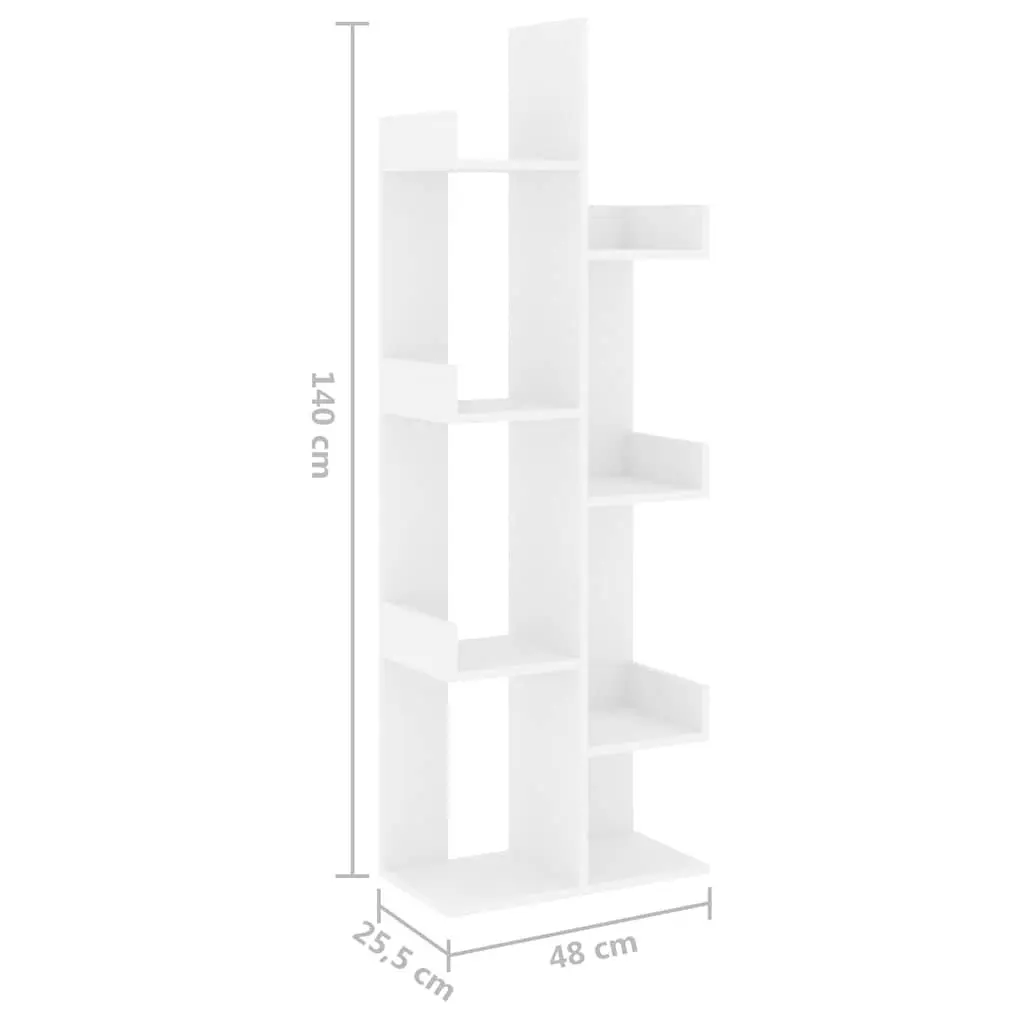 Book Cabinet Storage Bookshelf 8 Compartment White 48 x 25.5 x 140 cm