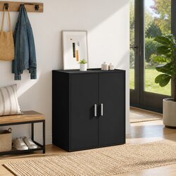 Reliable Black Shoe Cabinet with 5 Durable Shelves