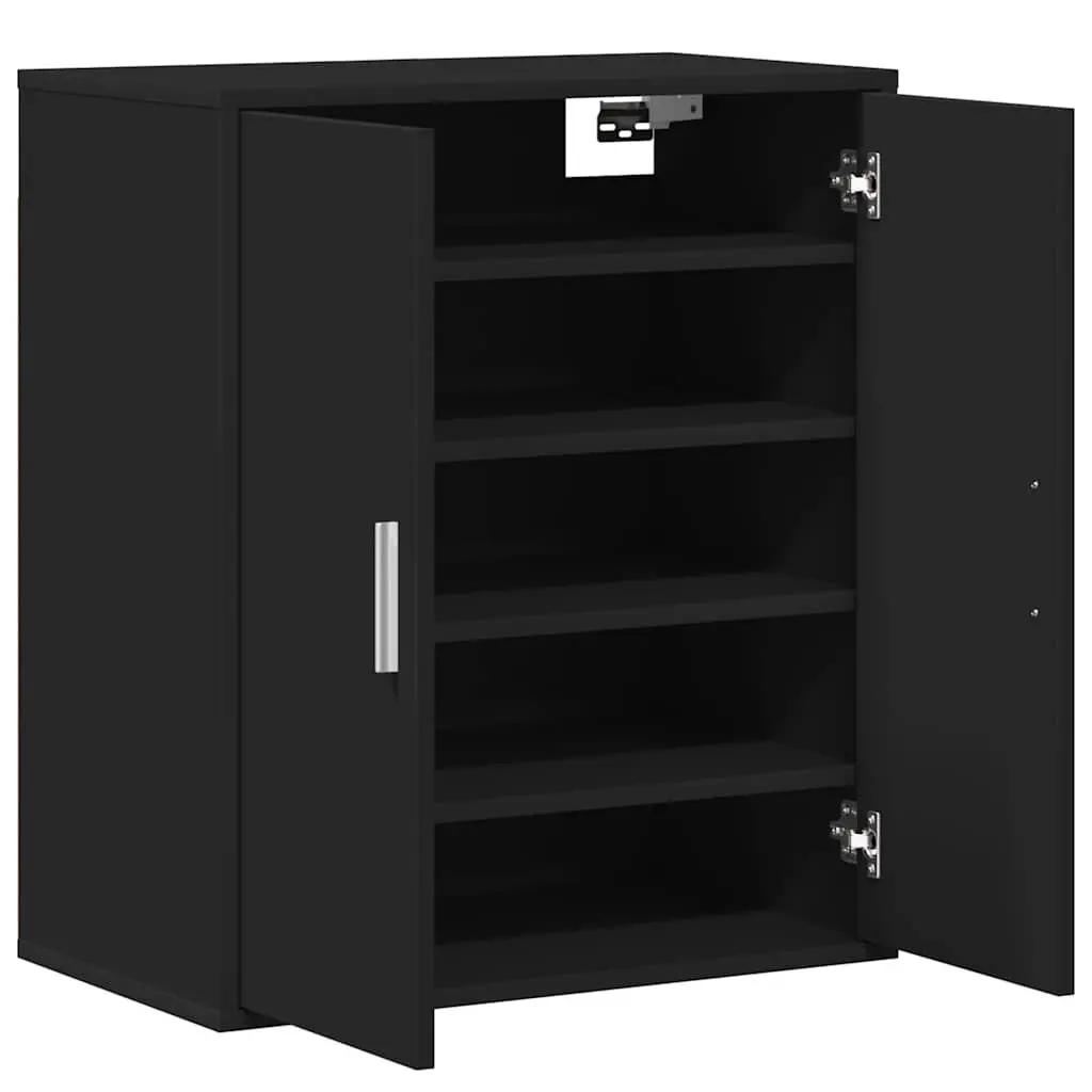 Shoe Storage Cabinet Black 5 Shelf Organiser Engineered Wood for Hallway or Bedroom