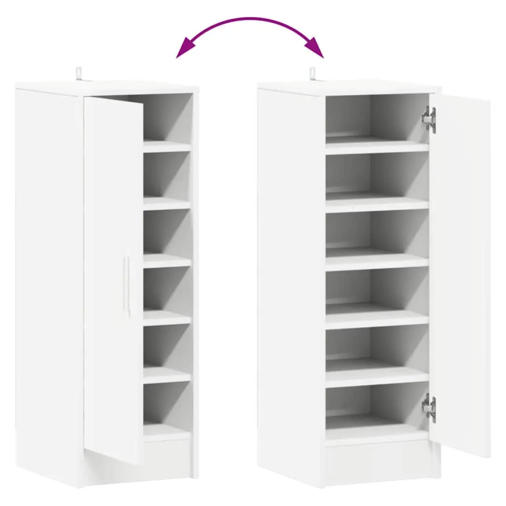 Shoe Cabinet White Storage Organiser 6 Shelves Tall Wardrobe Rack Unit
