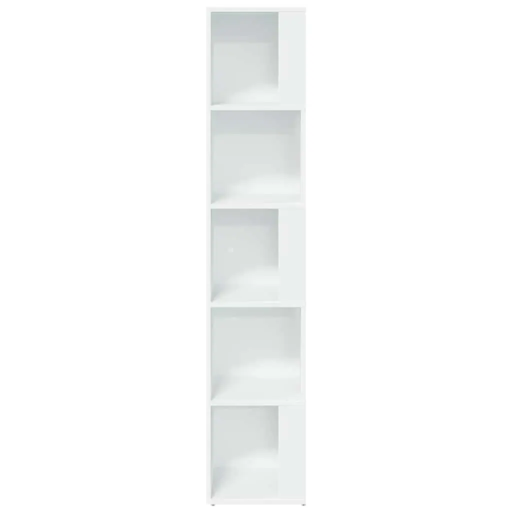 Corner Cabinet Storage Unit 33 x 33 x 165 cm White 5 Compartments Living Room