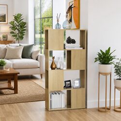 Book Cabinet Room Divider Brown Engineered Wood 4 Shelf Storage Bookcase