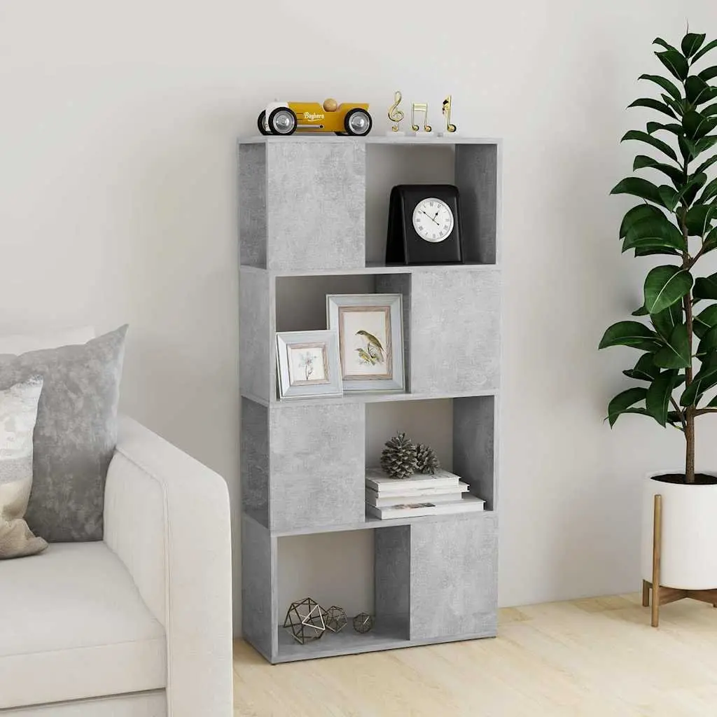 Book Cabinet Room Divider Storage Organizer 4 Compartment Grey