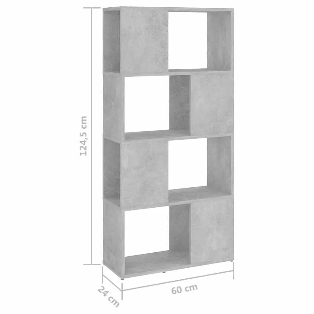 Book Cabinet Room Divider Storage Organizer 4 Compartment Grey
