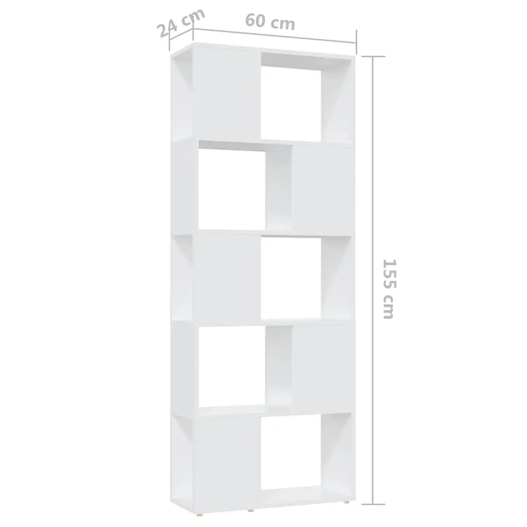 Book Cabinet Room Divider Open Shelving Display Organizer Storage Bookcase 60W x 24D x 155H cm White
