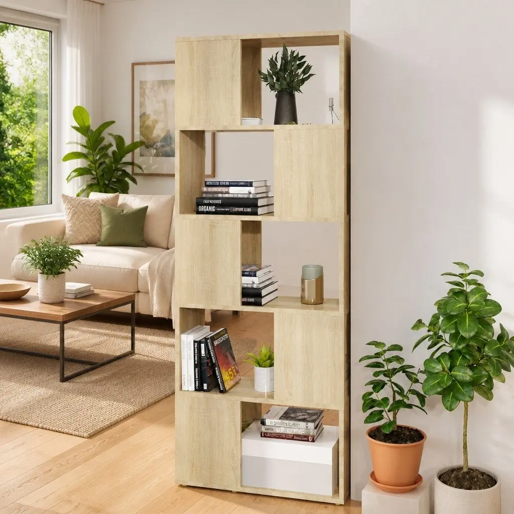 Book Cabinet Room Divider Open Shelf Storage Unit 60x24x155 cm Brown