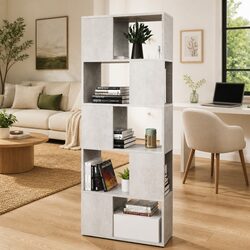 Reliable Grey Bookcase with Open Shelving