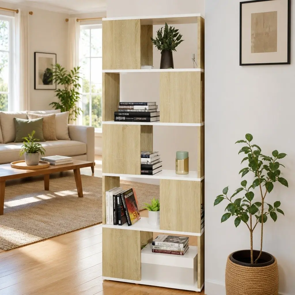 White Book Cabinet with Ample Open Storage