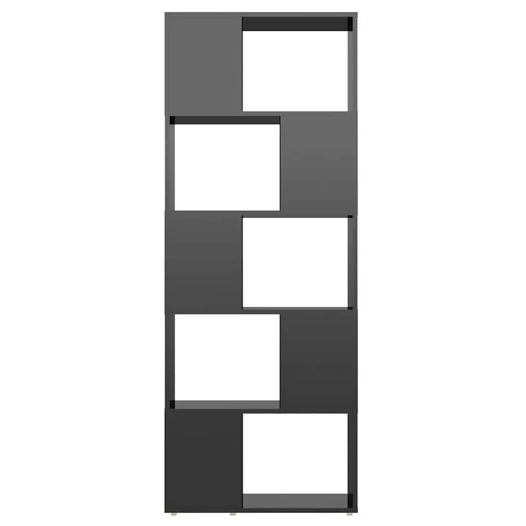 Book Cabinet Room Divider Open Storage 60x24x155cm High Gloss Black
