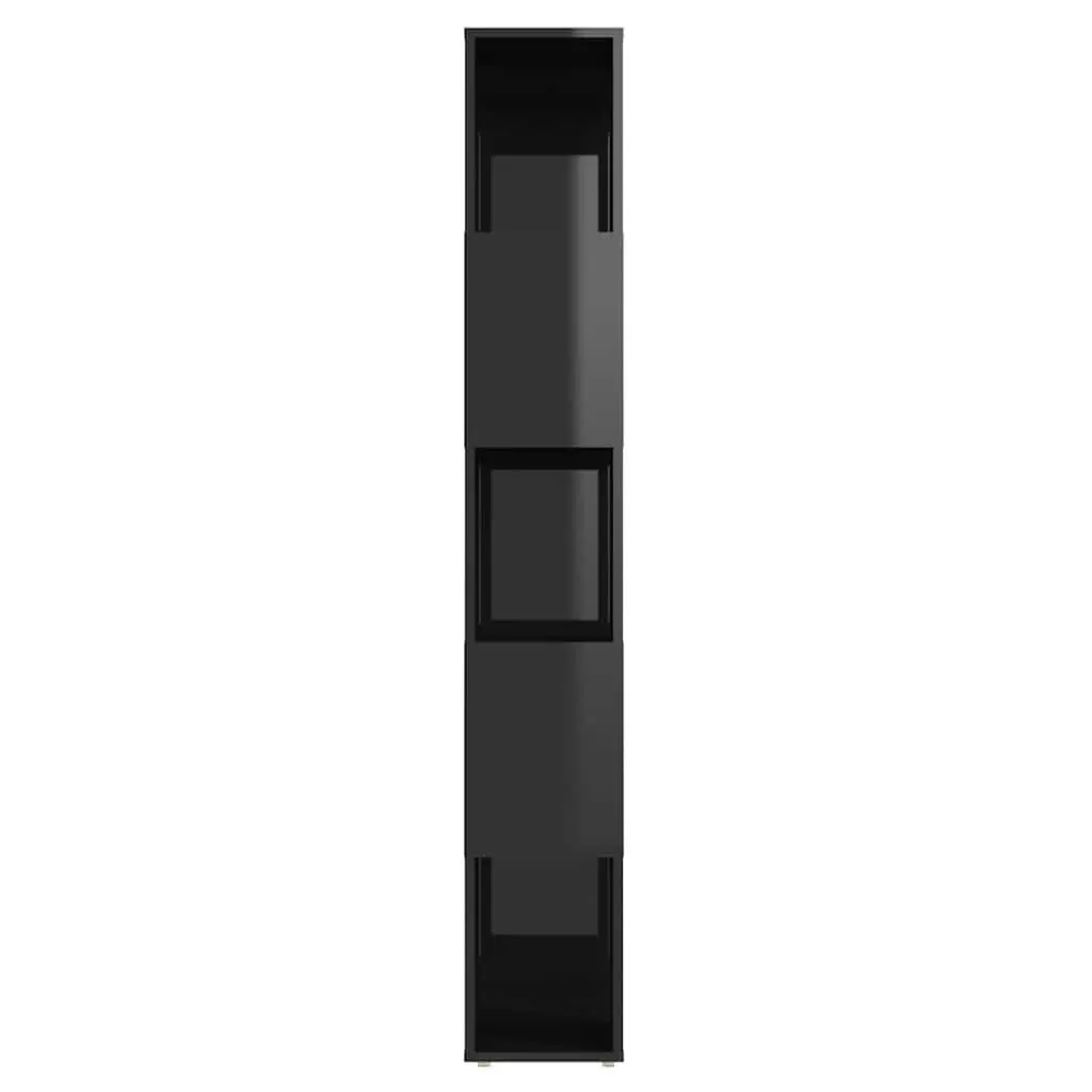 Book Cabinet Room Divider Open Storage 60x24x155cm High Gloss Black
