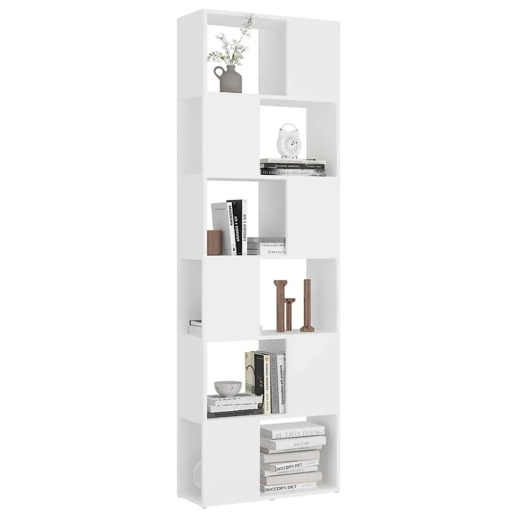 White Book Cabinet Room Divider with 6 Compartments