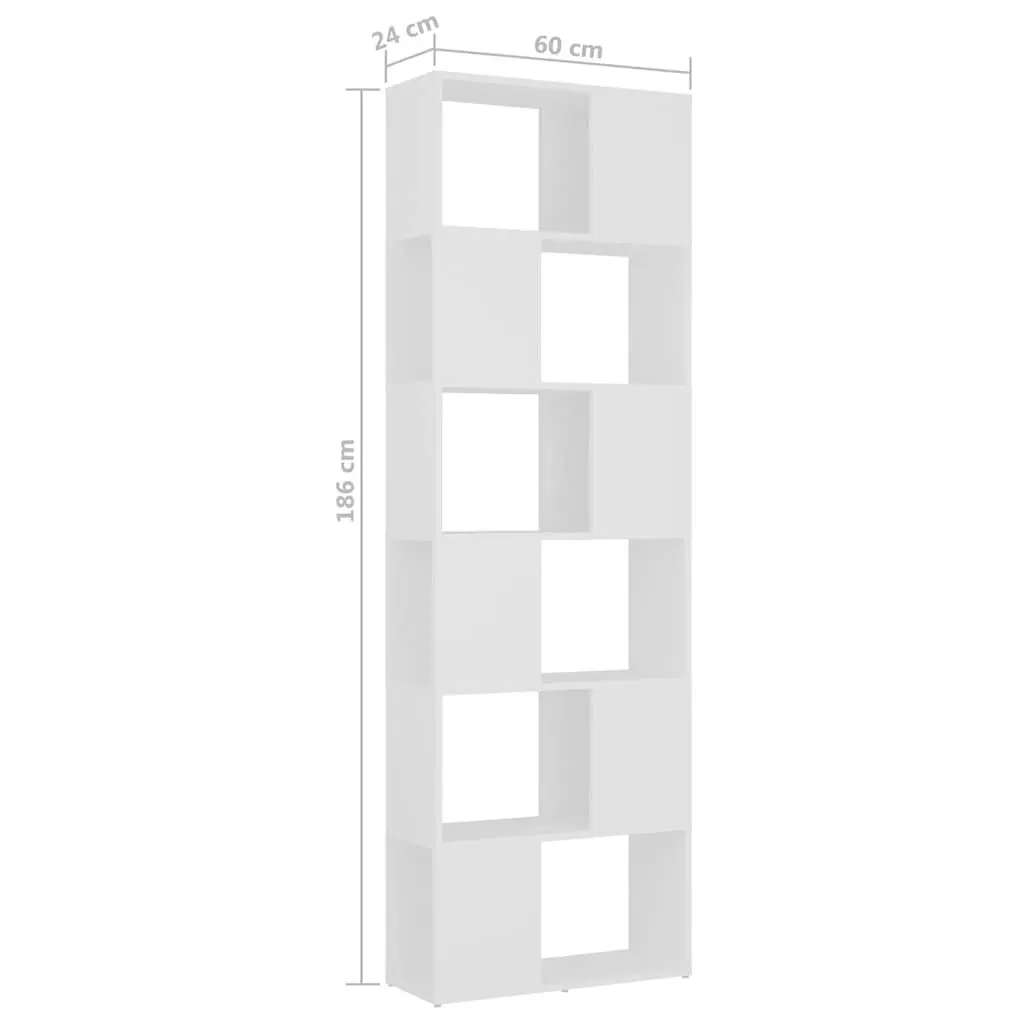 White Book Cabinet Room Divider with 6 Compartments