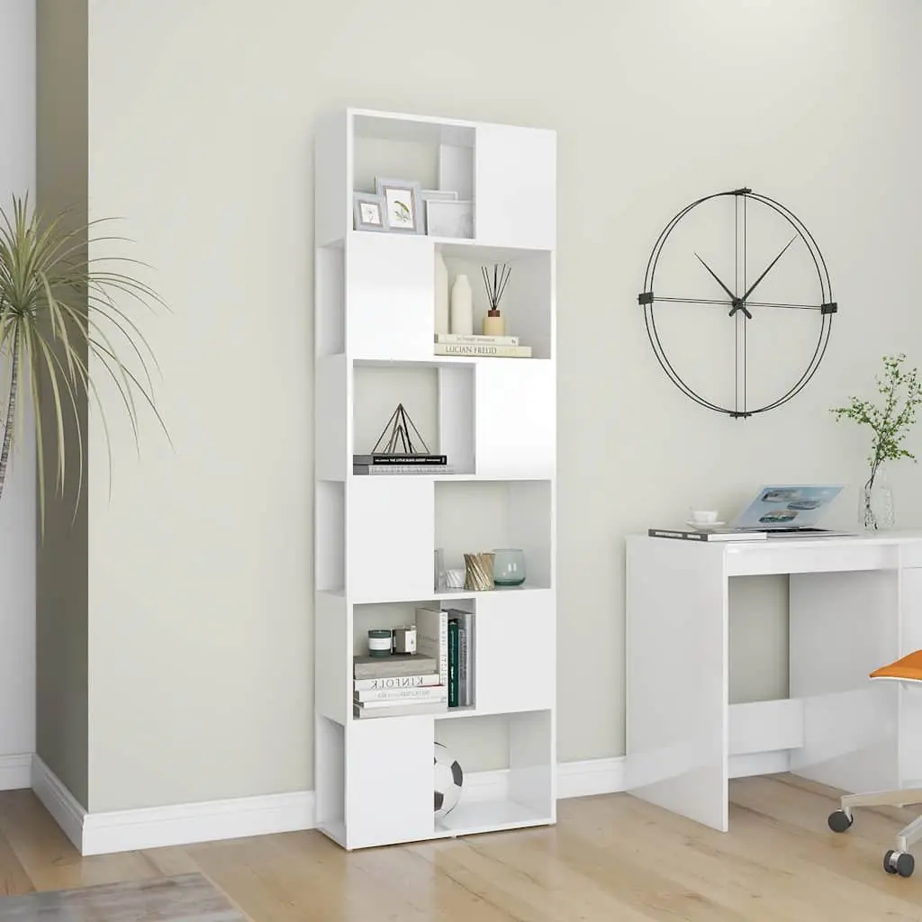 White Book Cabinet Room Divider with Storage