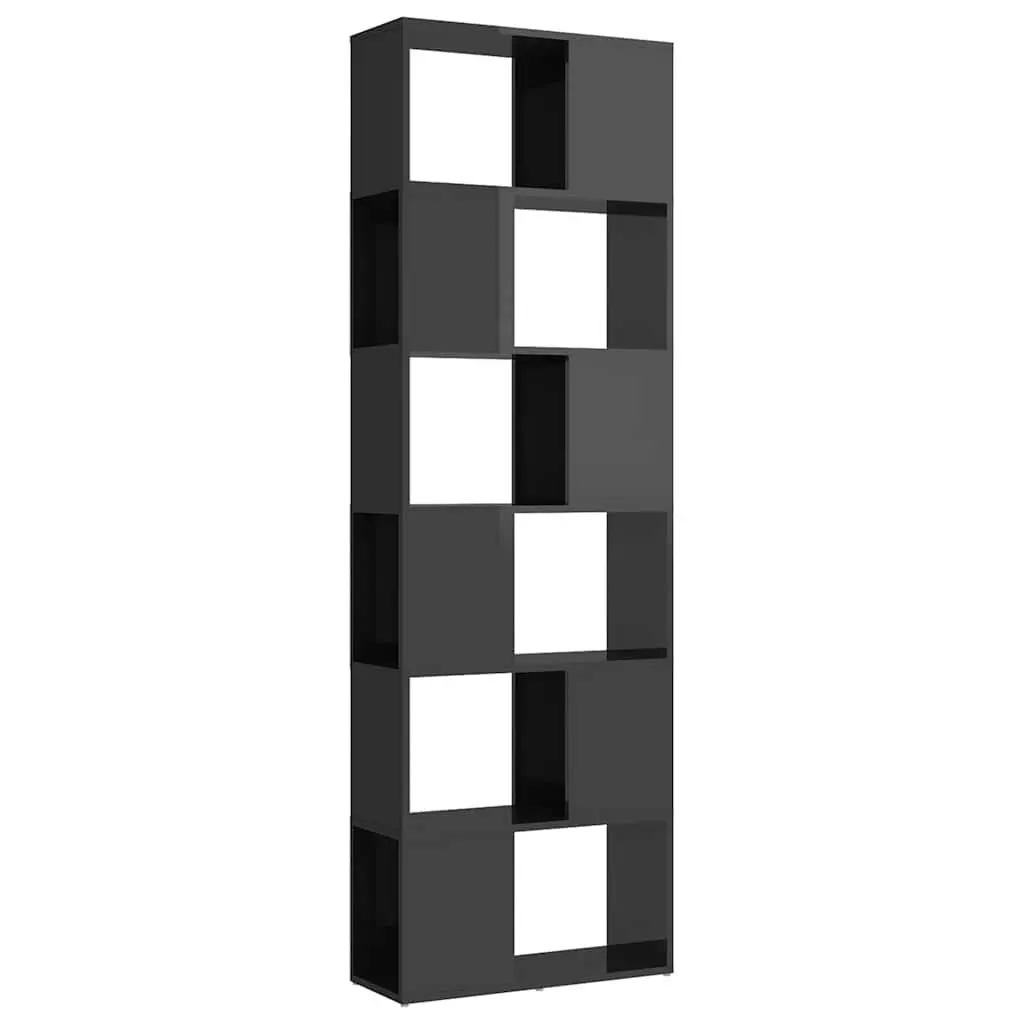 Book Cabinet Room Divider Storage Shelf 60x24x186cm High Gloss Grey