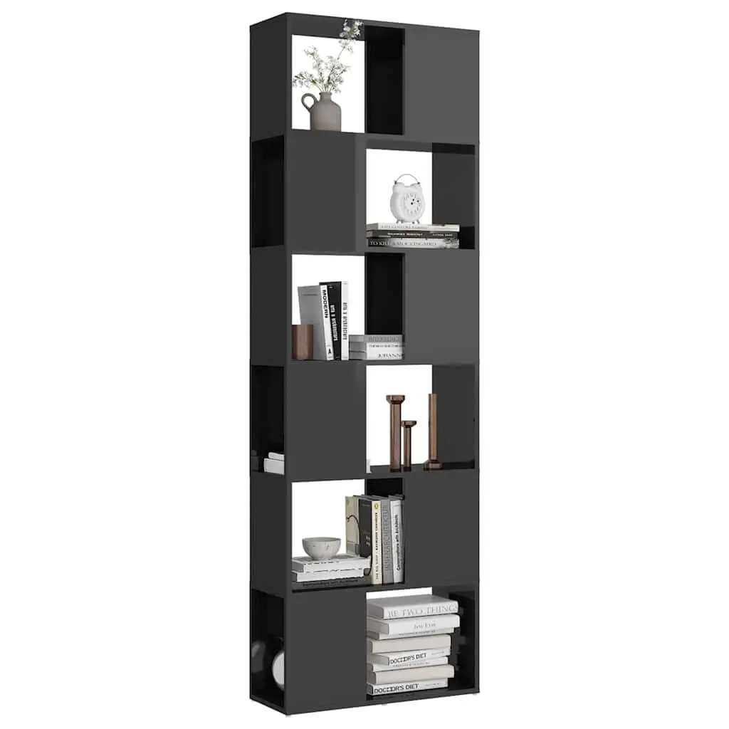 Book Cabinet Room Divider Storage Shelf 60x24x186cm High Gloss Grey