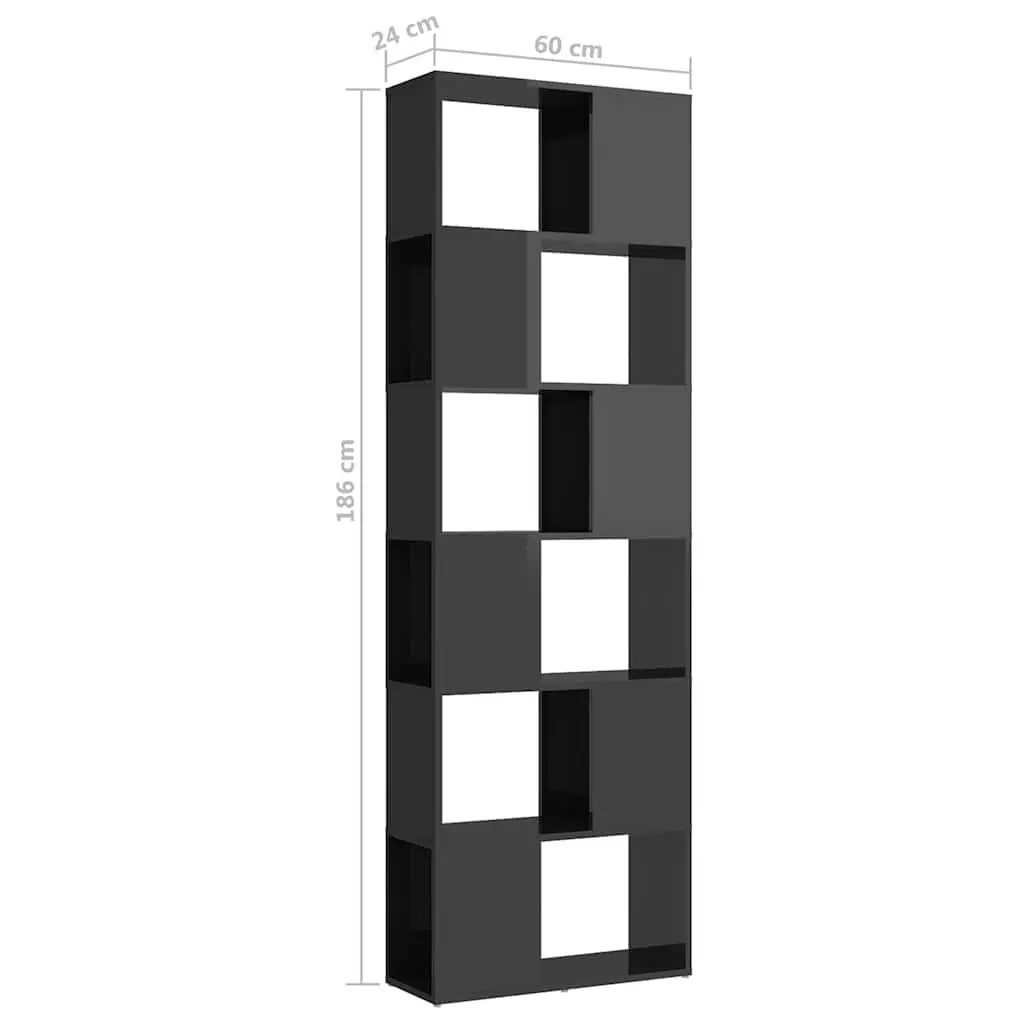 Book Cabinet Room Divider Storage Shelf 60x24x186cm High Gloss Grey