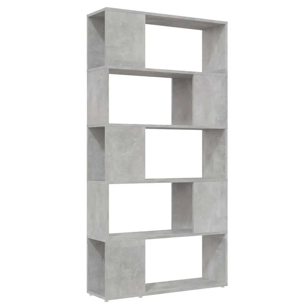 Book Cabinet Room Divider Storage 80W x 24D x 155H cm Concrete Grey Engineered Wood