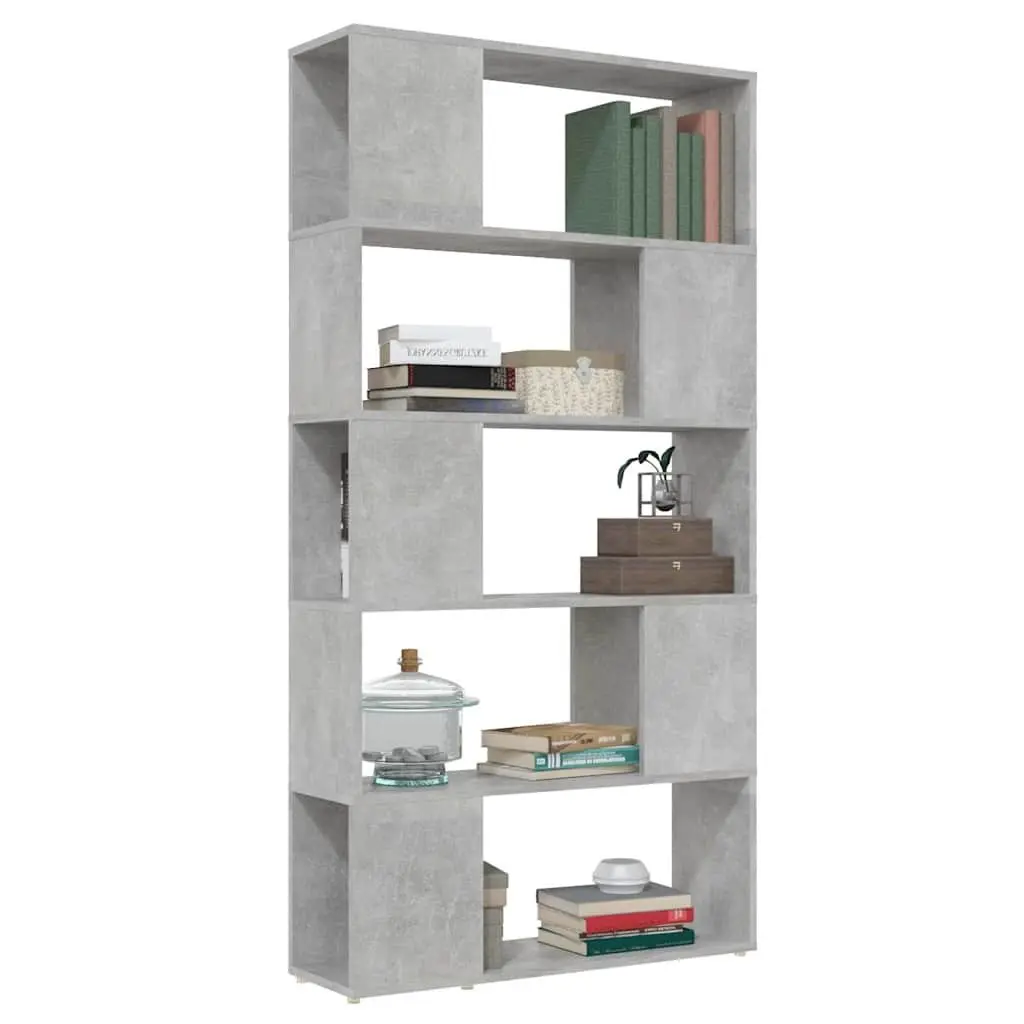 Book Cabinet Room Divider Storage 80W x 24D x 155H cm Concrete Grey Engineered Wood