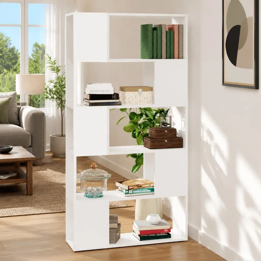Book Cabinet Room Divider Storage 80x24x155 cm White Engineered Wood